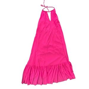 LOVE&LEMONADE Women’s Medium Pink Halter Neckline Sleeveless Backless Maxi Dress